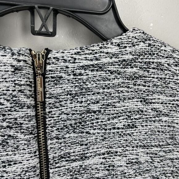 KARL LAGERFELD Dress Womens 2 Black White Tweed Woven Sheath Dress Short Sleeve - Picture 6 of 9
